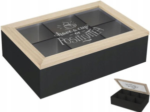 Pudełko Skrzyneczka NA HERBATĘ Herbaciarka CZARNA