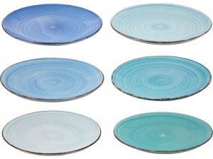 Ceramiczne talerze płaskie 27cm 6 szt - NIEBIESKIE