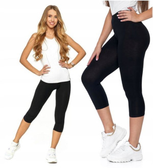 Legginsy Damskie 3/4 Wysoki Stan Bawełna L/XL