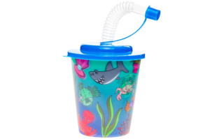 Kubek Plastikowy Z Rurką I Wieczkiem - Morskie Zwierzęta 3D