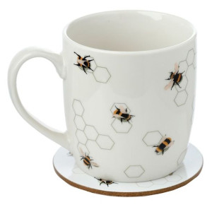 Kubek Porcelanowy Z Podstawką Pszczółki