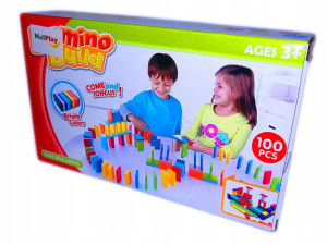 DOMINO DREWNIANE gra KLOCKI precyzja budowa