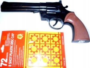 duży PISTOLET NA KAPISZONY REWOLWER czarny GRATIS