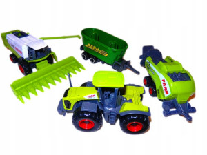 FARMA metalowy kombajn TRAKTOR PRZYCZEPA na wsi