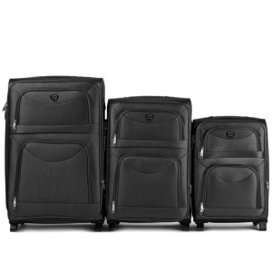 6802, Zestaw 3 walizek Wings 2 koła L,M,S, Black