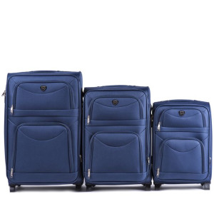 6802, Zestaw 3 walizek Wings 2 koła L,M,S, Blue