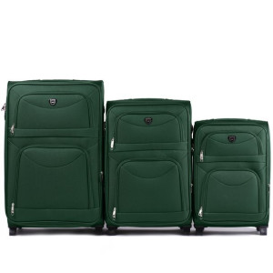 6802, Zestaw 3 walizek Wings 2 koła L,M,S, Dark Green