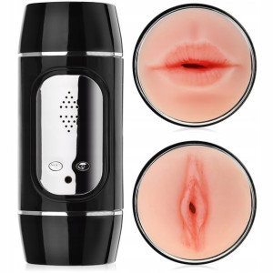 Wibrujący Masturbator 2w1 Pochwa Usta 18 Funkcji