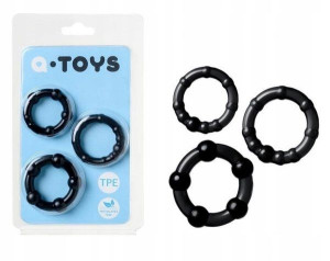 3 X Ring Erekcyjny A-toys Black Nakładka Na Penisa
