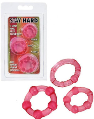 3x ring erekcyjny Stay Hard Pink nakładka na penis