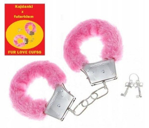 Różowe KAJDANKI z futerkiem 2x kluczyk Love Pink