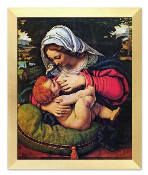 Obraz plakat na płótnie 27x32cm Matka Boska Karmiąca