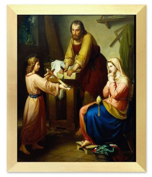 Obraz Świętej Rodziny płótno w ramie 27x32cm