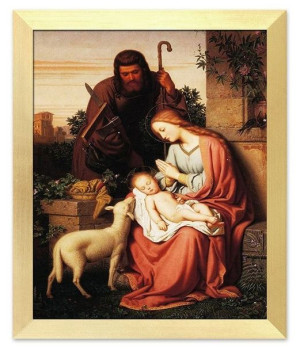 Obraz Świętej Rodziny płótno w ramie 27x32cm