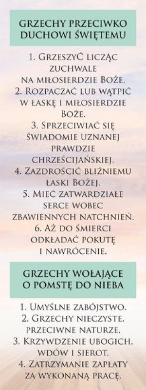 Baner Religijny – Grzechy wołające o pomstę do Nieba