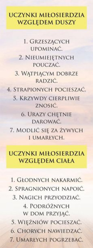 Baner Religijny – Uczynki Miłosierdzia