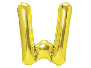 Balon foliowy „litera W”, złota, 40 cm [złote, złoty, litery]