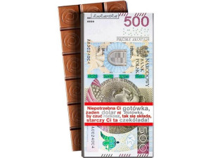Czekolada mleczna, 100 g, 500 złotych