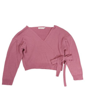 Femme Luxe sweter narzutka wiązany r S second hand różowy