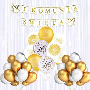 Zestaw Balony Pierwsza Komunia Święta 31szt