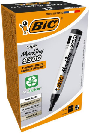 Marker permanentny BIC 2300 czarny ścięty 12 szt.