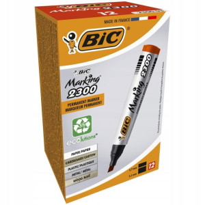 Marker permanentny BIC 2300 czerwony ścięty 12 szt