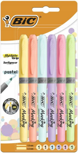 Zakreślacz BIC Pastel Grip blister 6 szt.