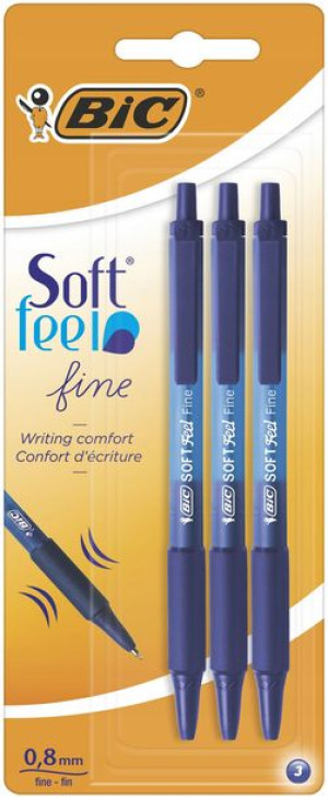 Długopis BIC Soft Feel niebieski blister 3 szt.