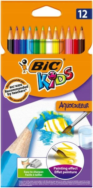 Kredki akwarelowe 12 kolorów Bic