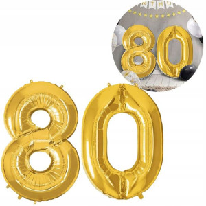 Balon na urodziny cyfra 8 foliowy 40 cm złoty