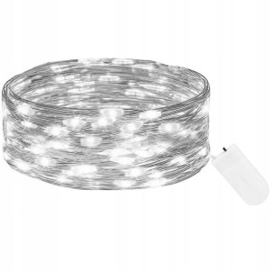 Lampki choinkowe 10 Led na baterie zimny biały
