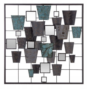 Obraz Z Metalu I Luster Geometria Boho 50x50cm
