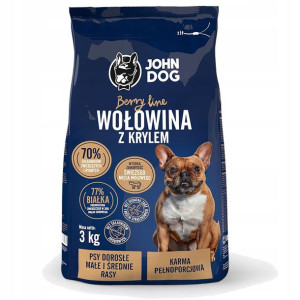 JOHN DOG wołowina z krylem 3kg BEZBOŻOWA