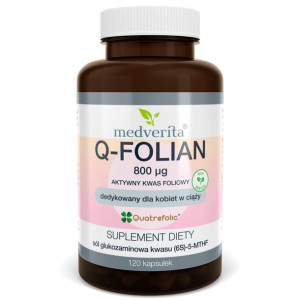 MEDVERITA Q-Folian 800 µg Quatrefolic® Aktywny Kwas Foliowy 120 kaps.