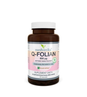MEDVERITA Q-Folian 800 µg Quatrefolic® Aktywny Kwas Foliowy 60 kaps.