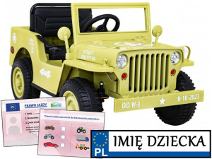POJAZD ELEKTRYCZNY WOJSKOWY JEEP z napędem 4x4 dla dzieci