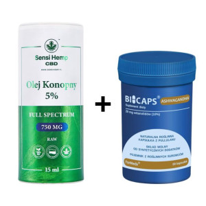 BICAPS ASHWAGANDHA + Olejek CBD 5% RAW Sensi Hemp