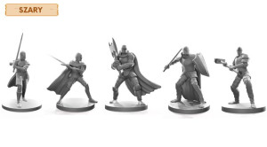 Rycerze - Zestaw 5 Szarych Figurek Na Kampanię Rpg 25 Mm