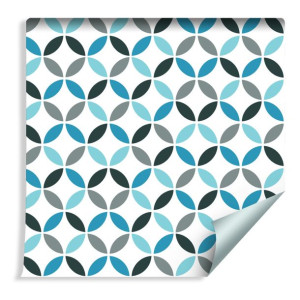Tapeta do Przedpokoju GEOMETRYCZNE Wzory Odcienie Niebieskiego i Szarości
