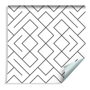 Tapeta Ścienna do Sypialni Czarno-Białe WZORY GEOMETRYCZNE