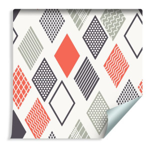 Tapeta Flizelinowa do Salonu GEOMETRYCZNY Wzór Kolorowe Romby