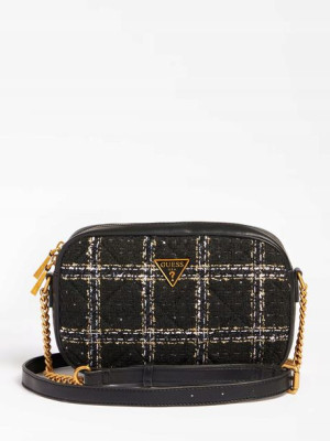 Tweedowa torebka Guess crossbody Cessily Black