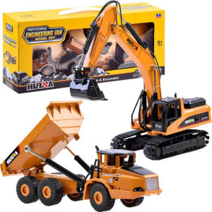 Zestaw metalowa koparka + wywrotka modele ZA3910