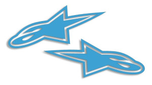 Wycinane naklejki Alpinestars A* logo komplet (lewa i prawa) błękitne