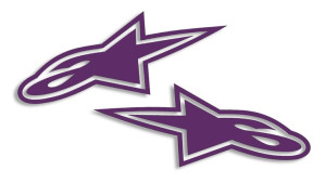 Wycinane naklejki Alpinestars A* logo komplet (lewa i prawa) fioletowe