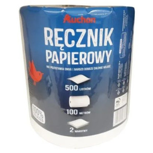 Ręcznik Papierowy Auchan 2-war 500 listków 100m