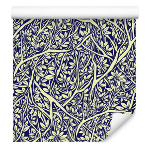 Tapeta do Jadalni Ornamentowe Liście Modny Wzór