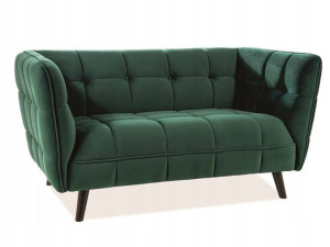 Sofa dwuosobowa do salonu butelkowa zieleń