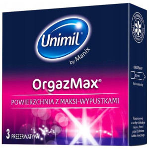 erotyka PREZERWATYWY Z WYPUSTKAMI unimil ORGAZMAX STYMULUJĄCE POCHWE 3szt