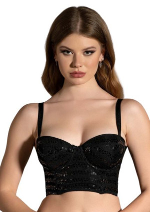 Biustonosz z fiszbinami push up 85B cekinowy top